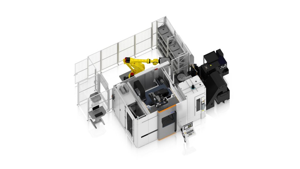 Die Mikron Mill P 800 U S mit einer hochmodernen Automatisierungsanlage bietet eine optimale Zugänglichkeit von der Vorderseite und der Seite der Maschine.
